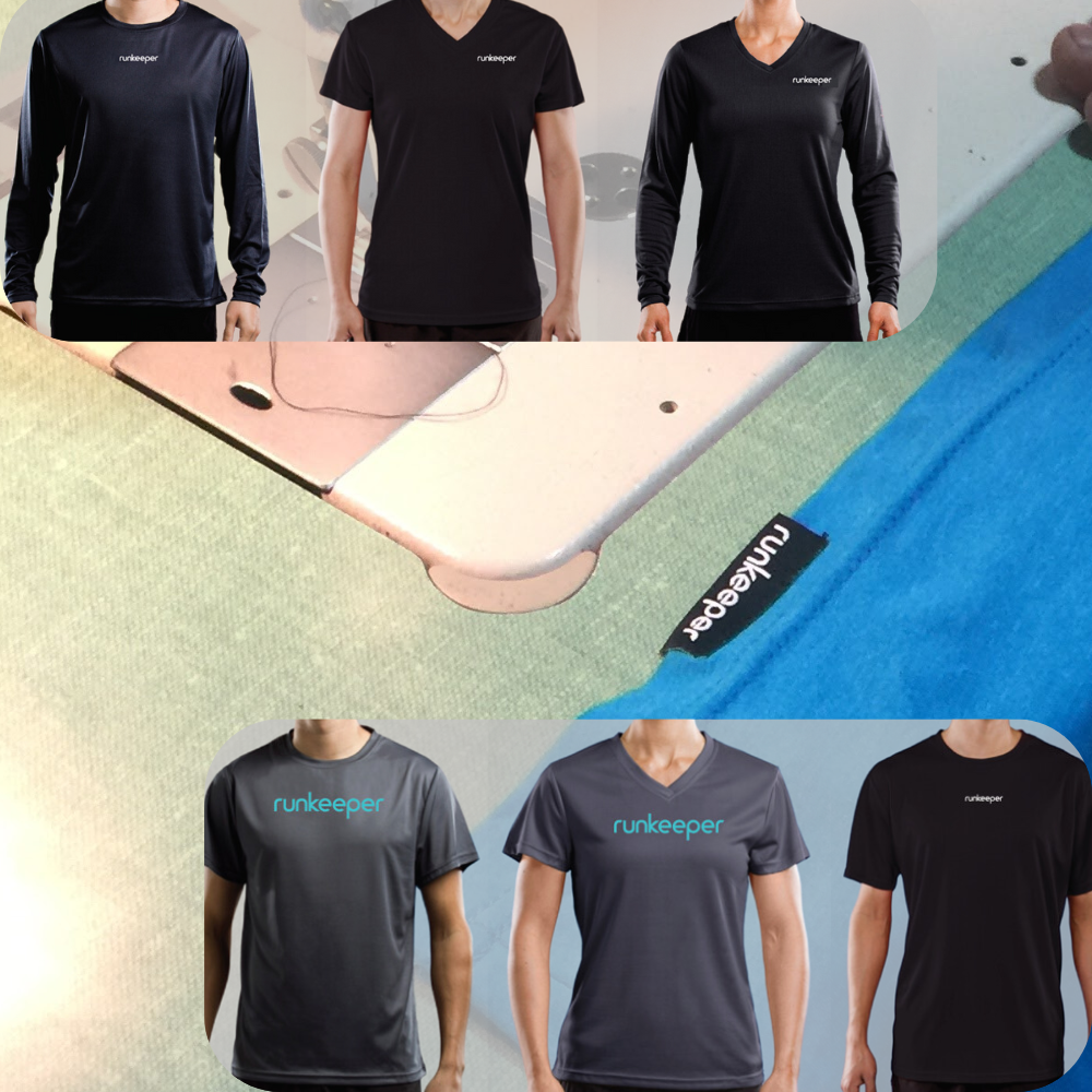 Branded running shirts and long sleeved t-shirts made for Runkeeper.