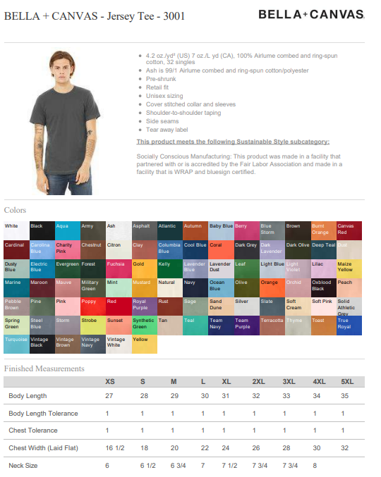 Unisex Staple T-Shirt - Bells + Canvas 3001