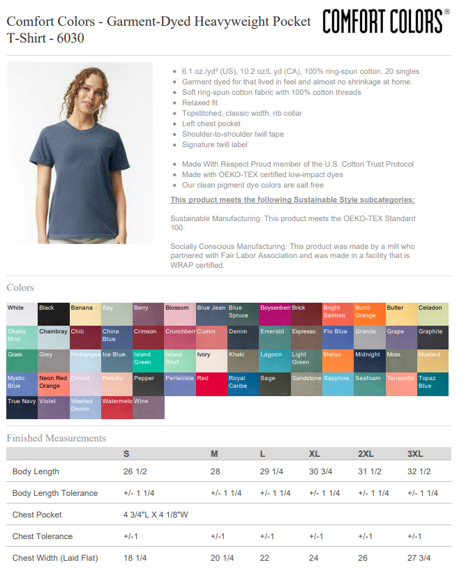 Unisex Garment-Dyed Pocked T-Shirt - Comfort Colors 6030
