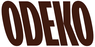 Odeko logo in bold brown retro-style lettering