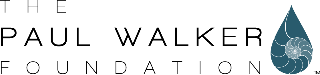 The Paul Walker Foundation logo with water droplet icon and light serif text