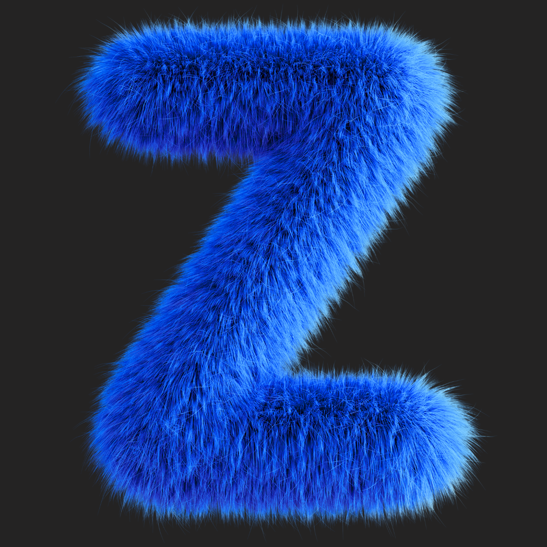 A blue furry Z on a black background depicting how Generation Z is redefining how swag can help with fundraising.