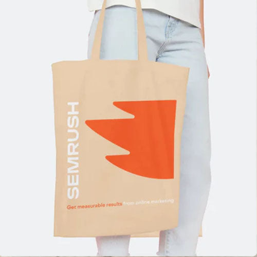 A photo of a high-quality Semrush branded tote bag.