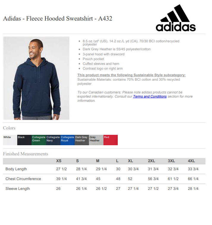 Adidas Fleece Hoodie