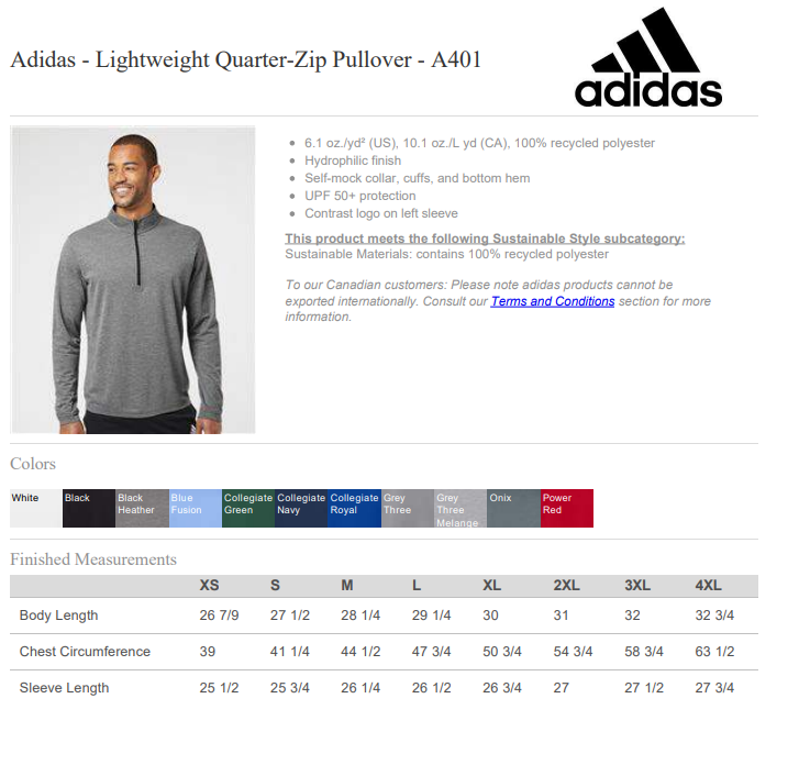 Adidas Quarter Zip Pullover