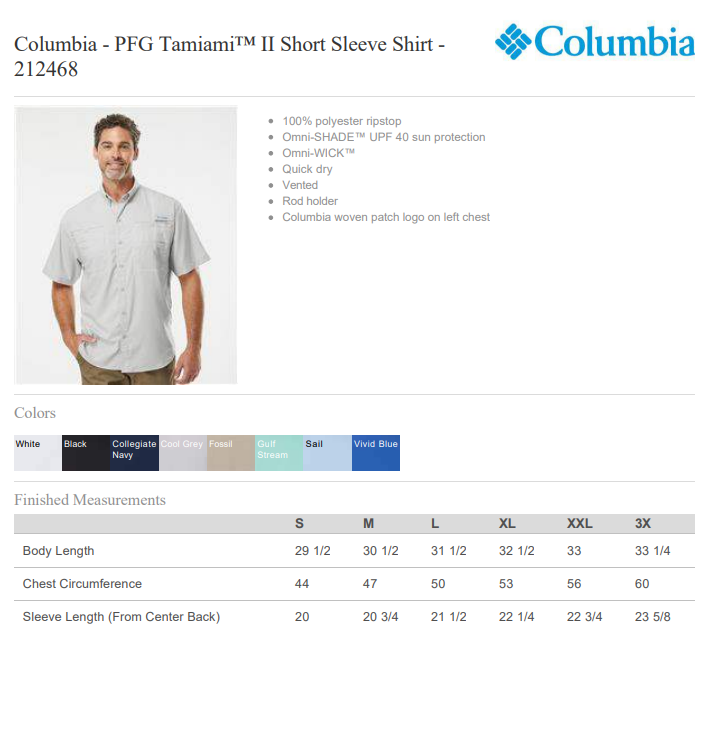 Men’s Columbia Short Sleeve Button Shirt