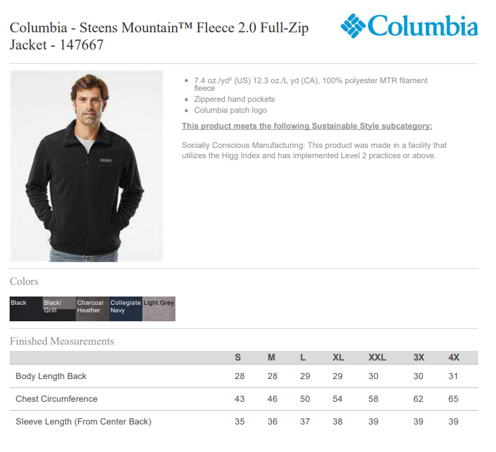 Unisex Columbia Fleece Jacket