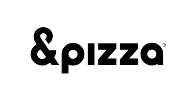 Black '&pizza' logo on a white background.